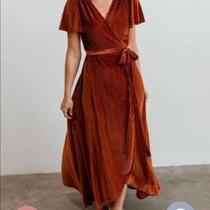 Baltic Born Andi Velvet ribbed dress in Copper